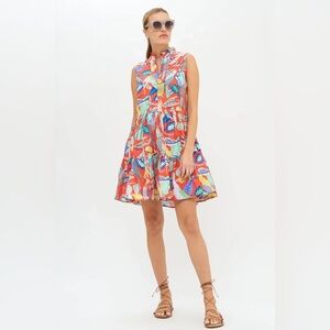 Oliphant‎ Yoke Coral Tropical Mini Dress Size Medium